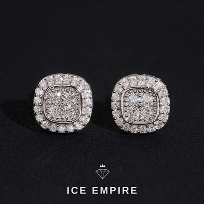 Iced Out Cluster 925 Silver Moissanite Stud Earrings