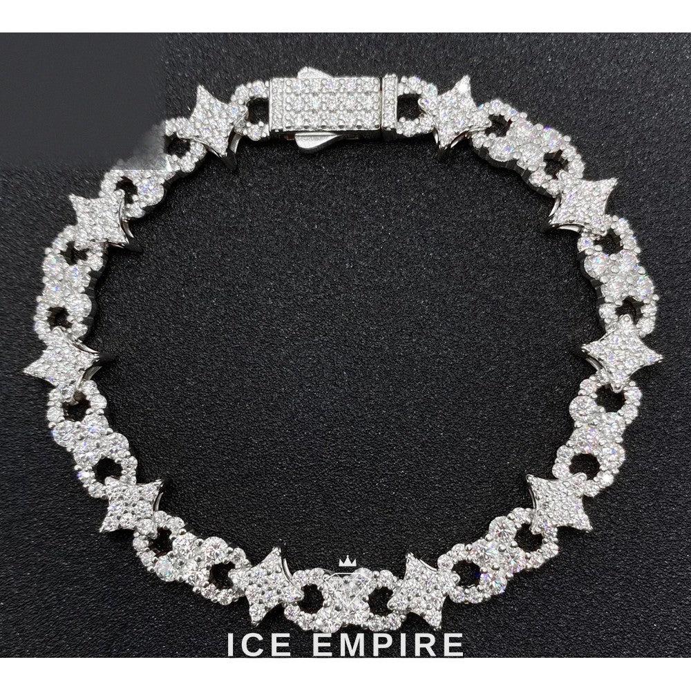 Iced Out Cluster Rose Gold Plated Moissanite Tennis Chain