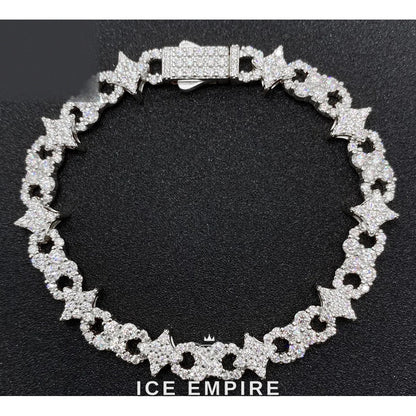 Iced Out Cluster Rose Gold Plated Moissanite Tennis Chain