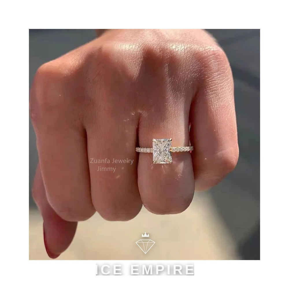 Iced Out 14K Gold Moissanite Engagement Ring