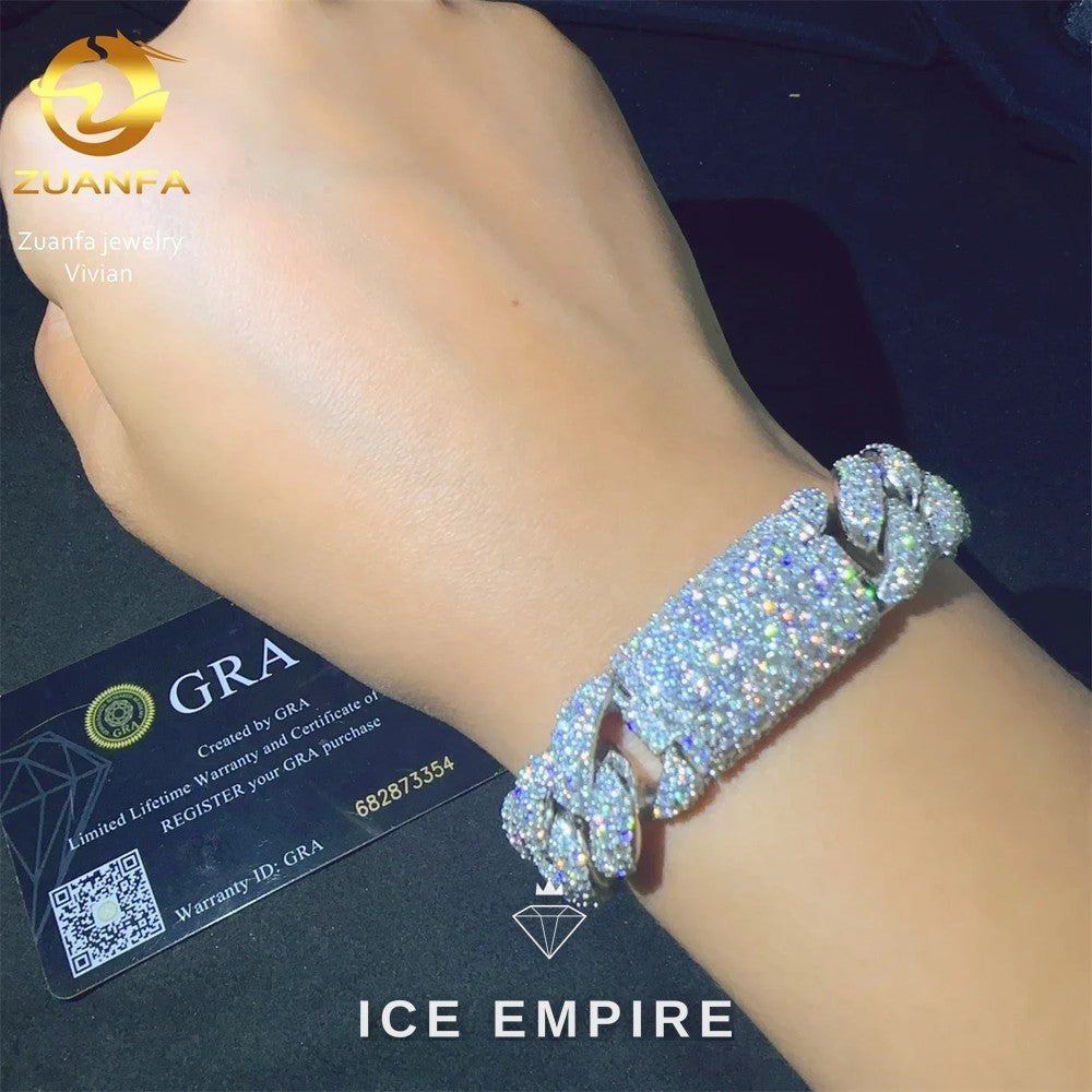 Iced Out 925 Silver Moissanite Cuban Chain