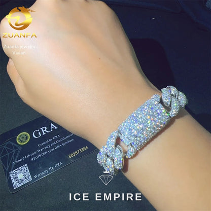 Iced Out 925 Silver Moissanite Cuban Chain