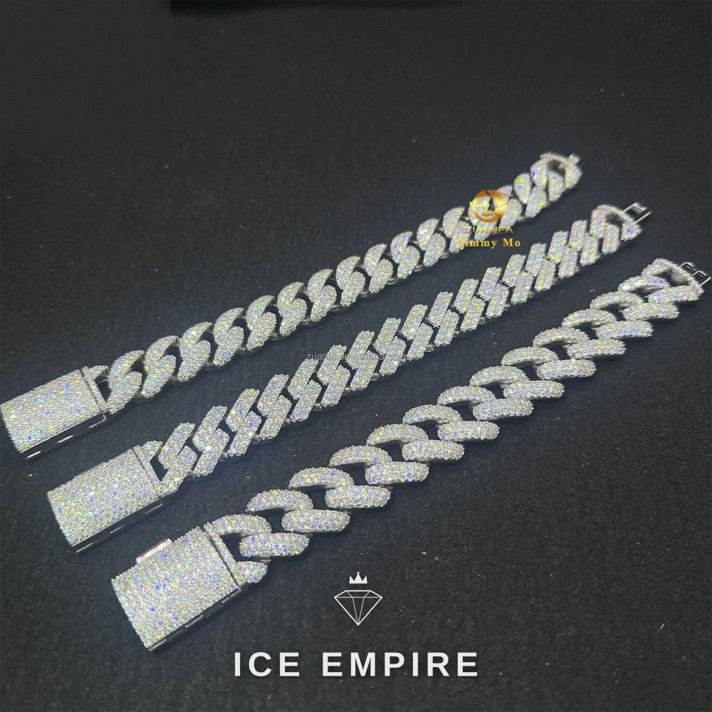 Iced Out 925 Silver Moissanite Cuban Chain