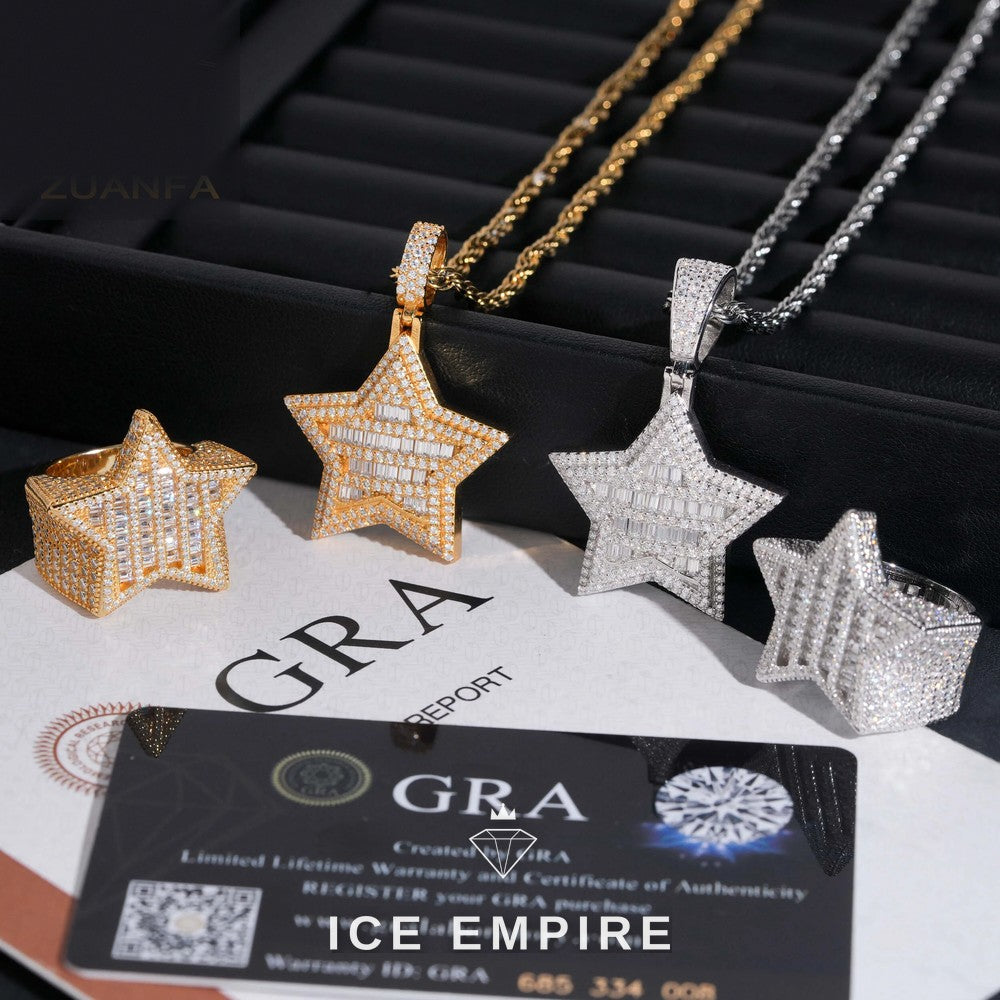 Iced Out Rose Gold Plated Moissanite Pendant