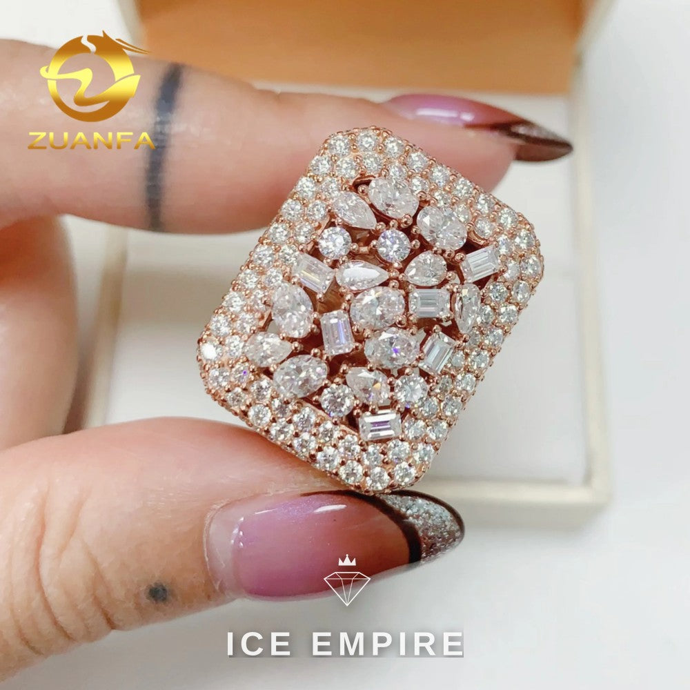 Iced Out Baguette 925 Silver Moissanite Ring