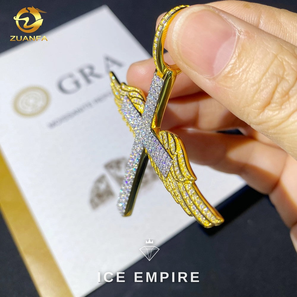 Iced Out Cross Gold Plated Moissanite Pendant
