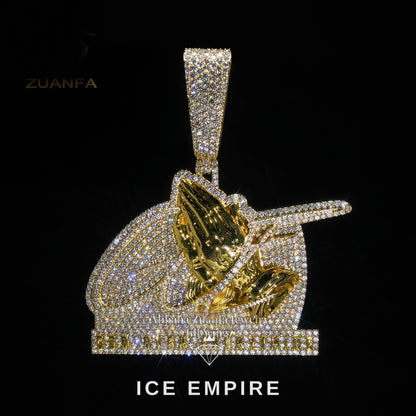 Iced Out Baguette 18K Gold Moissanite Pendant