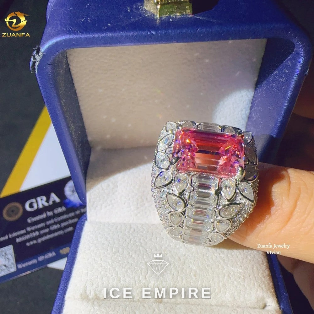 Iced Out Heart 10K Gold Moissanite Ring