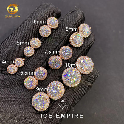 Iced Out Rose Gold Plated Moissanite Stud Earrings