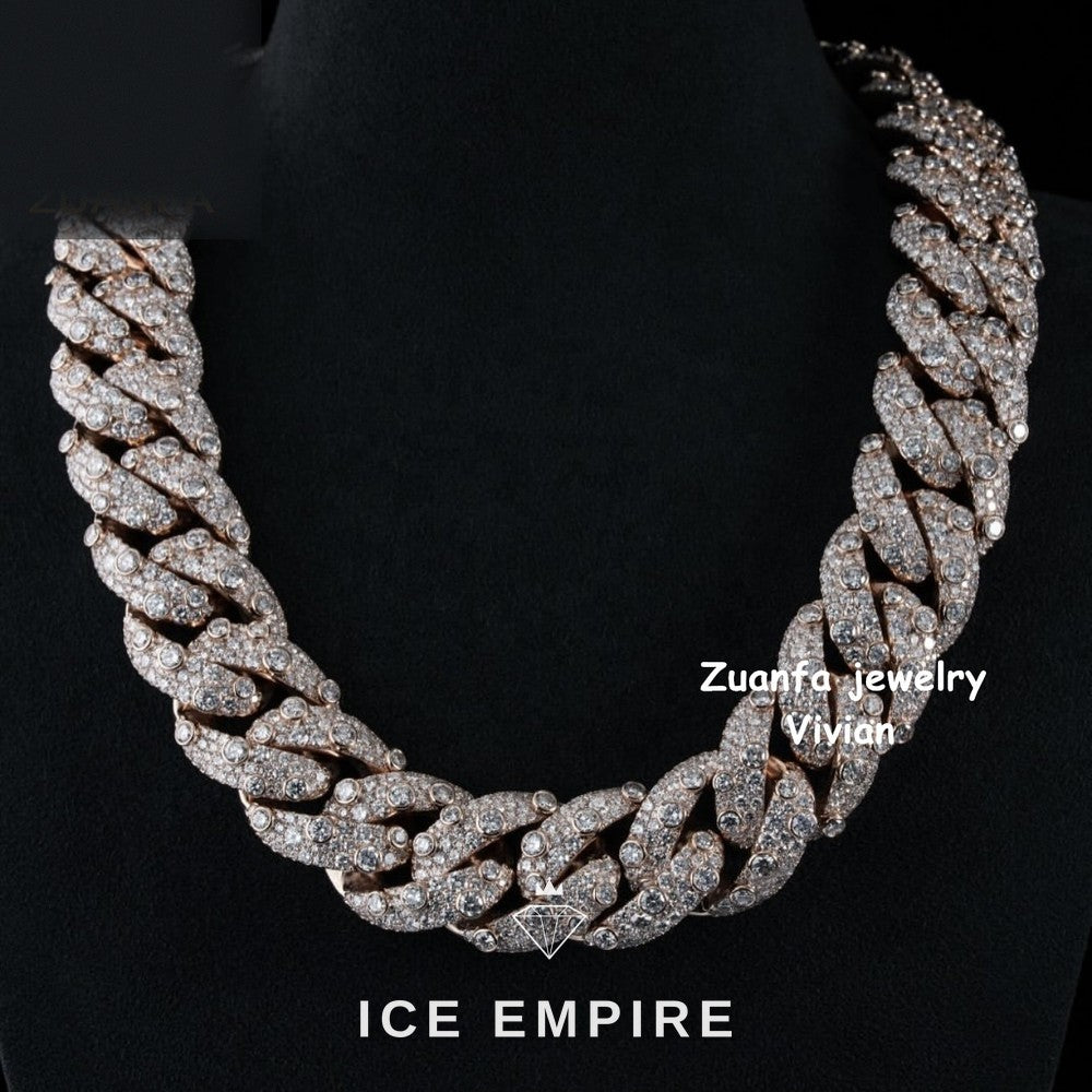 Iced Out Rose Gold Plated Moissanite Cuban Chain