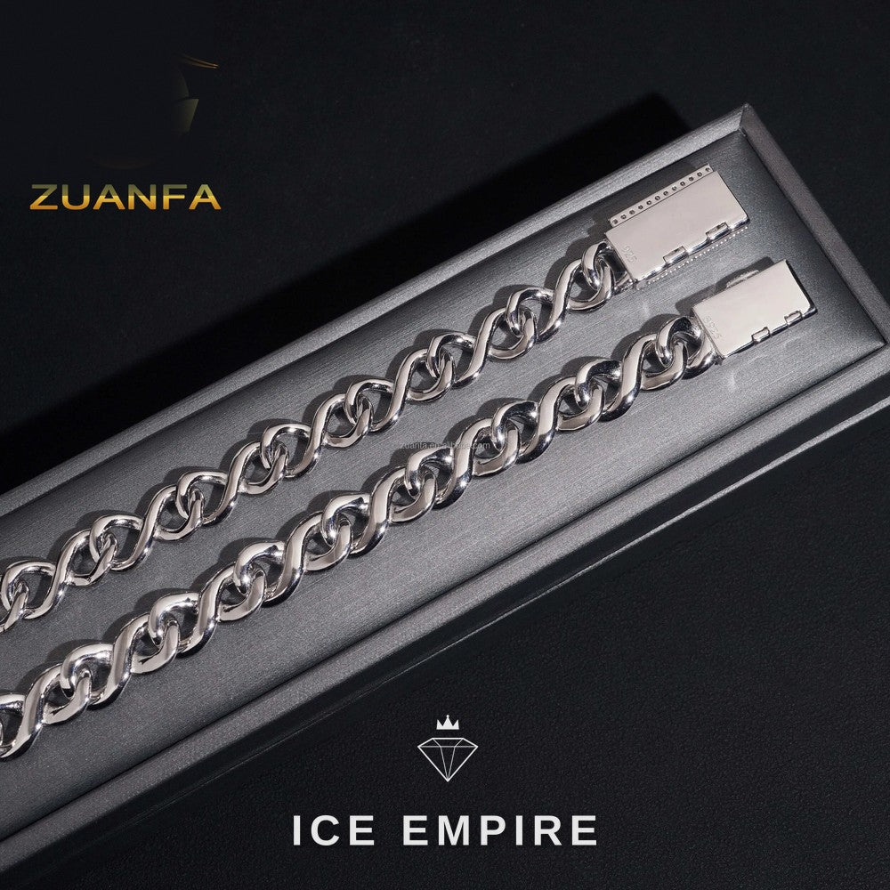 Iced Out 925 Silver Moissanite Cuban Chain