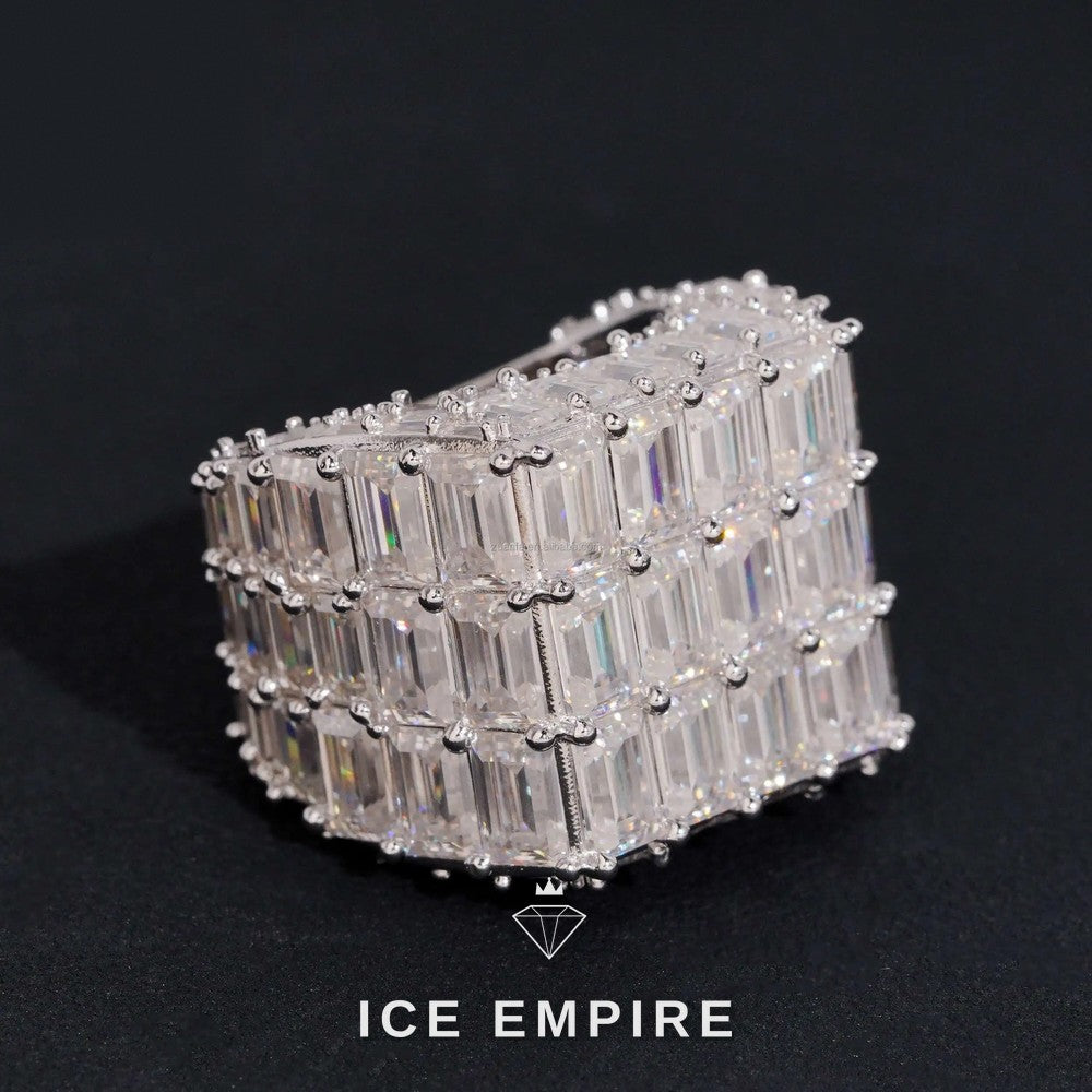 Iced Out 925 Silver Moissanite Ring