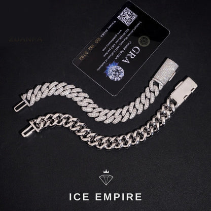 Iced Out 925 Silver Moissanite Cuban Chain