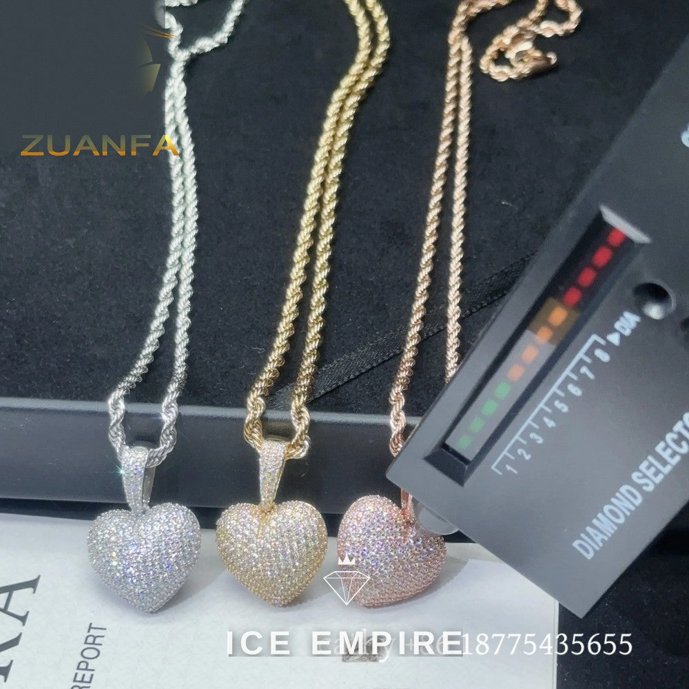 Iced Out Heart Rose Gold Plated Moissanite Pendant