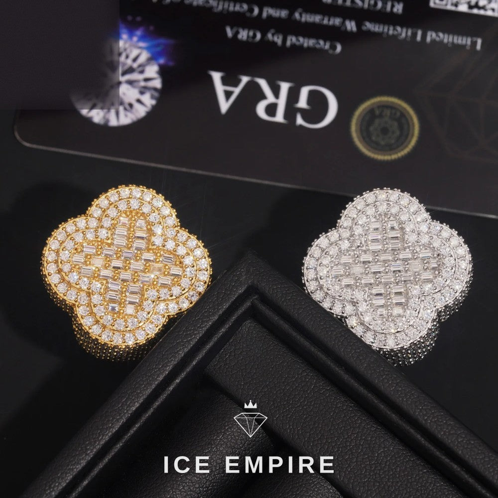 Iced Out Baguette Rose Gold Plated Moissanite Ring