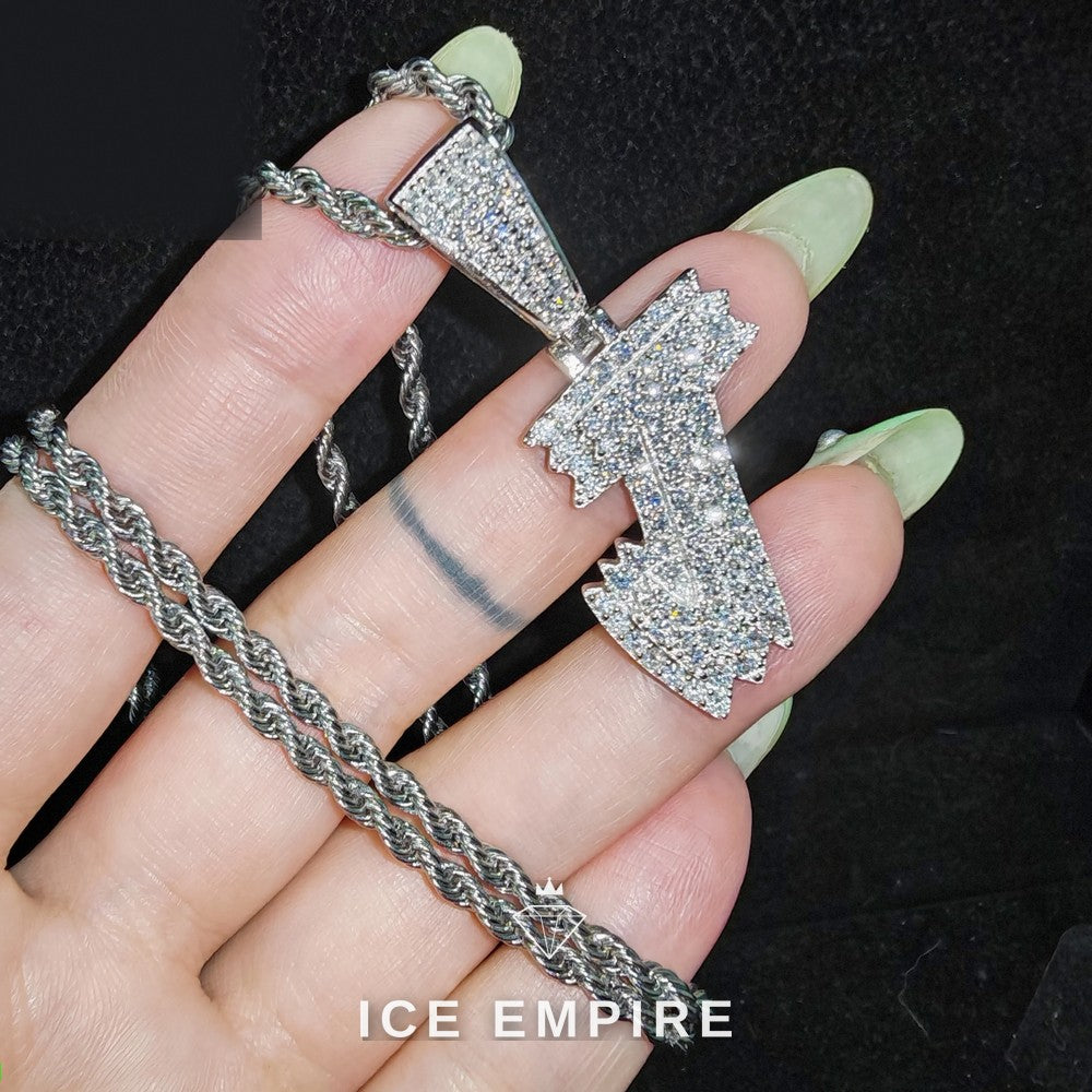 Iced Out Baguette 925 Silver Moissanite Pendant