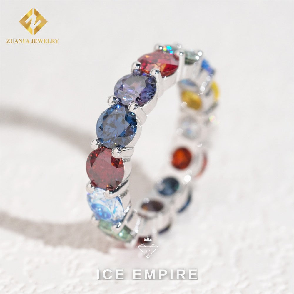 Iced Out 925 Silver Moissanite Wedding Band