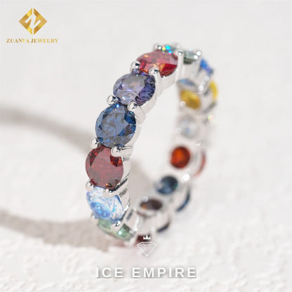 Iced Out 925 Silver Moissanite Wedding Band