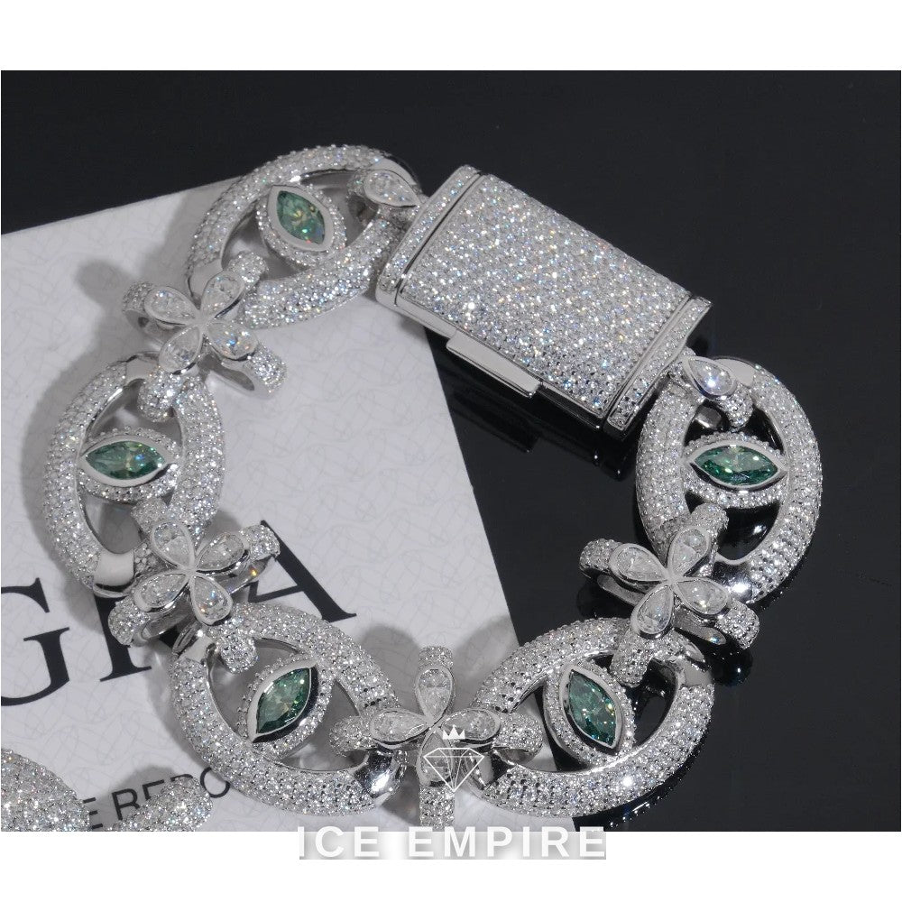 Iced Out 925 Silver Moissanite Cuban Chain