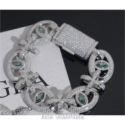 Iced Out 925 Silver Moissanite Cuban Chain