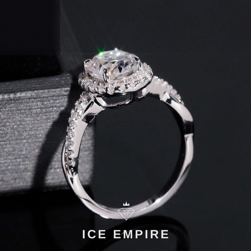 Iced Out Cluster 18K Gold Moissanite Wedding Band