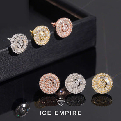 Iced Out Baguette Gold Plated Moissanite Stud Earrings