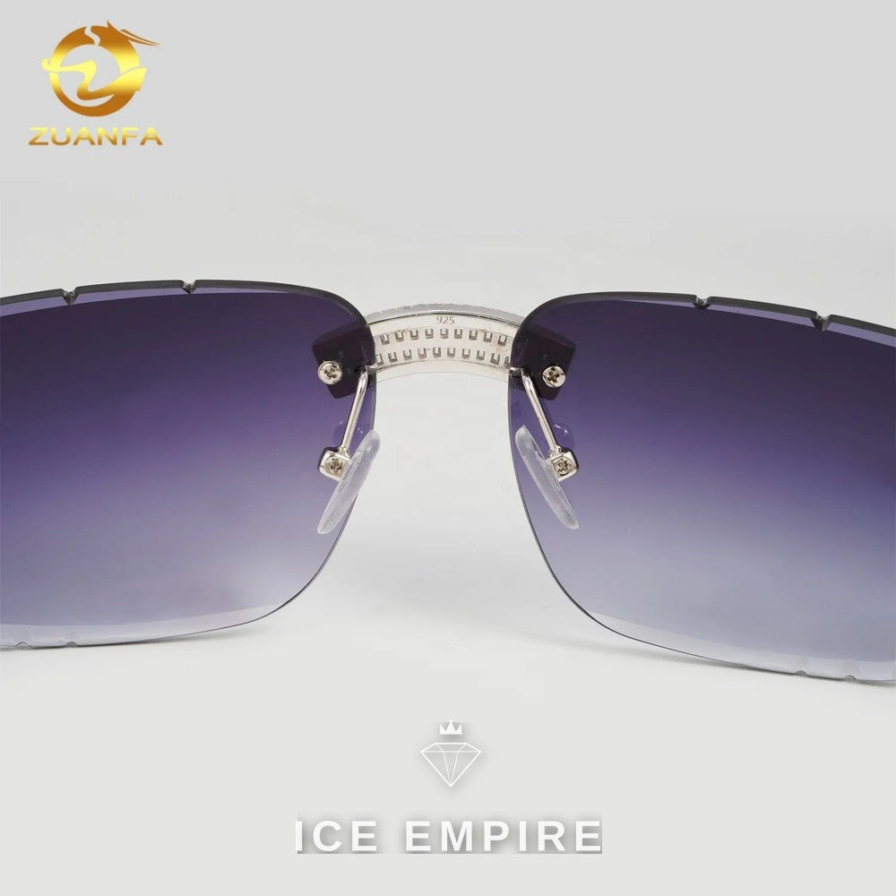 Iced Out Baguette 925 Silver Moissanite Glasses