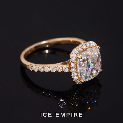 Iced Out 14K Gold Moissanite Wedding Band