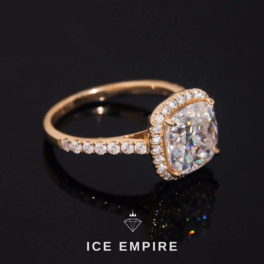 Iced Out 14K Gold Moissanite Wedding Band