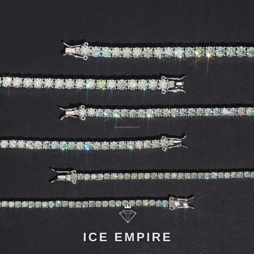 Iced Out 925 Silver Moissanite Tennis Chain