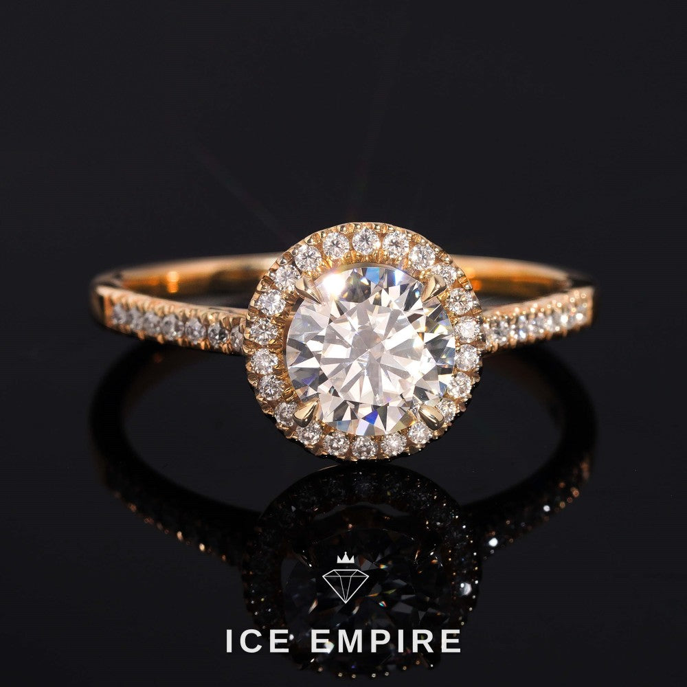 Iced Out 10K Gold Moissanite Engagement Ring