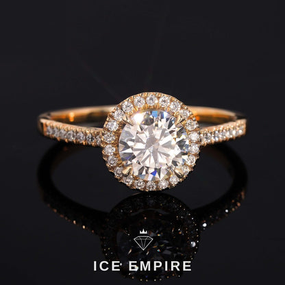 Iced Out 10K Gold Moissanite Engagement Ring