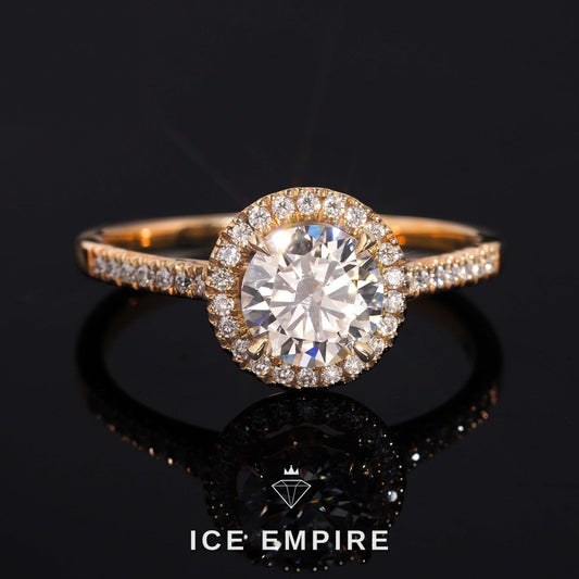 Iced Out 10K Gold Moissanite Engagement Ring