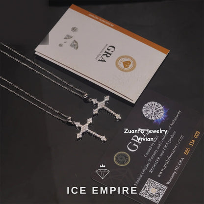 Iced Out Cross 925 Silver Pendant