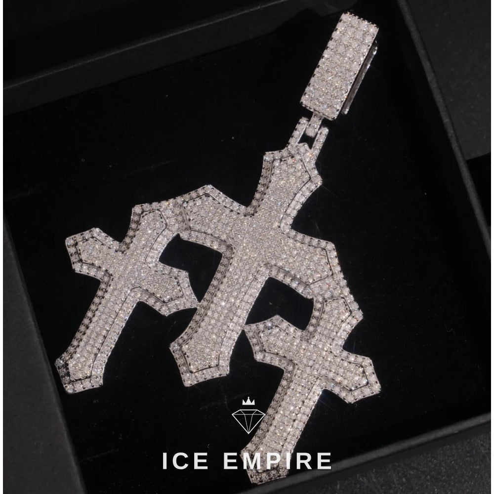 Iced Out Cross 925 Silver Moissanite Pendant