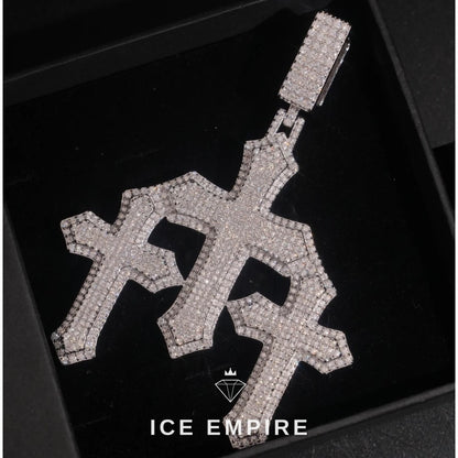 Iced Out Cross 925 Silver Moissanite Pendant
