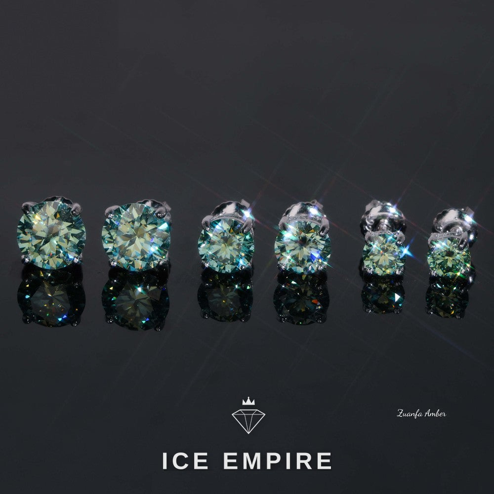 Iced Out 925 Silver Moissanite Stud Earrings