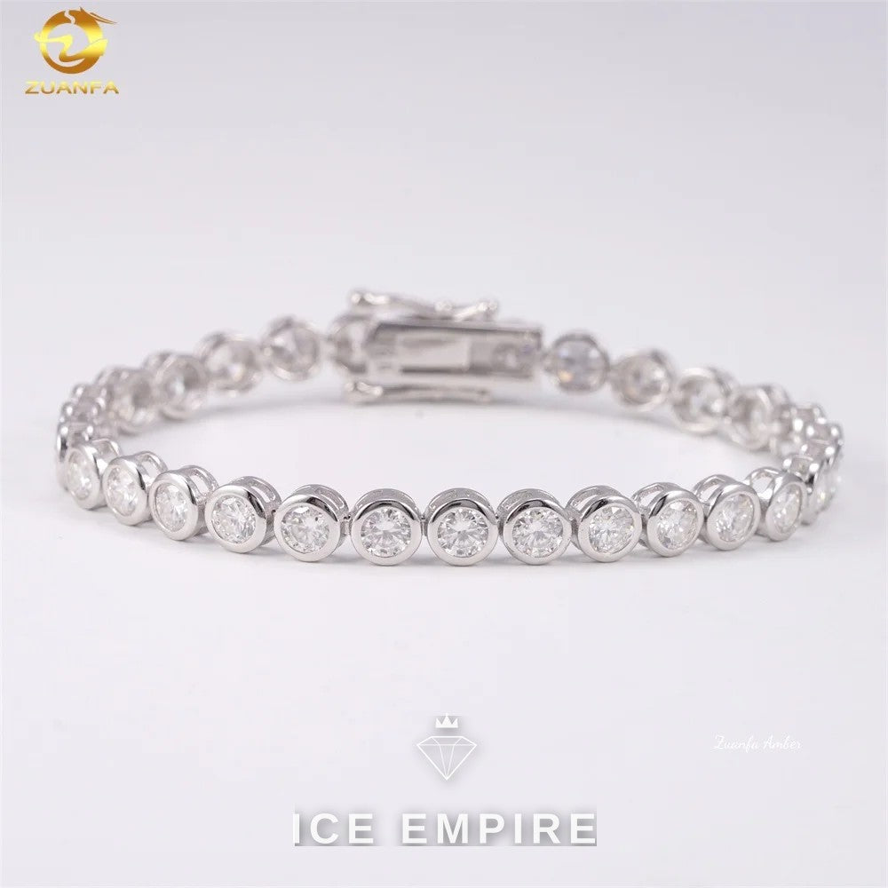 Iced Out 925 Silver Moissanite Tennis Chain