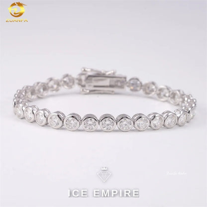 Iced Out 925 Silver Moissanite Tennis Chain