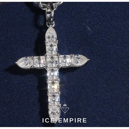 Iced Out Cross 925 Silver Pendant