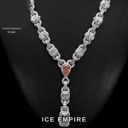 Iced Out Rose Gold Moissanite Cuban Chain