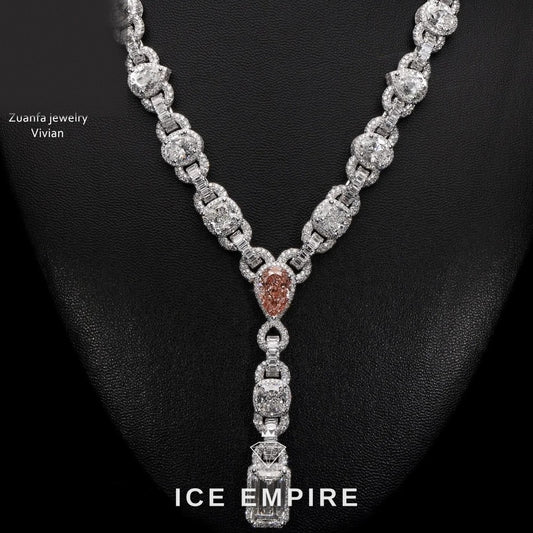 Iced Out Rose Gold Moissanite Cuban Chain