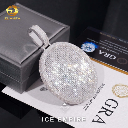 Iced Out Baguette 925 Silver Moissanite Pendant