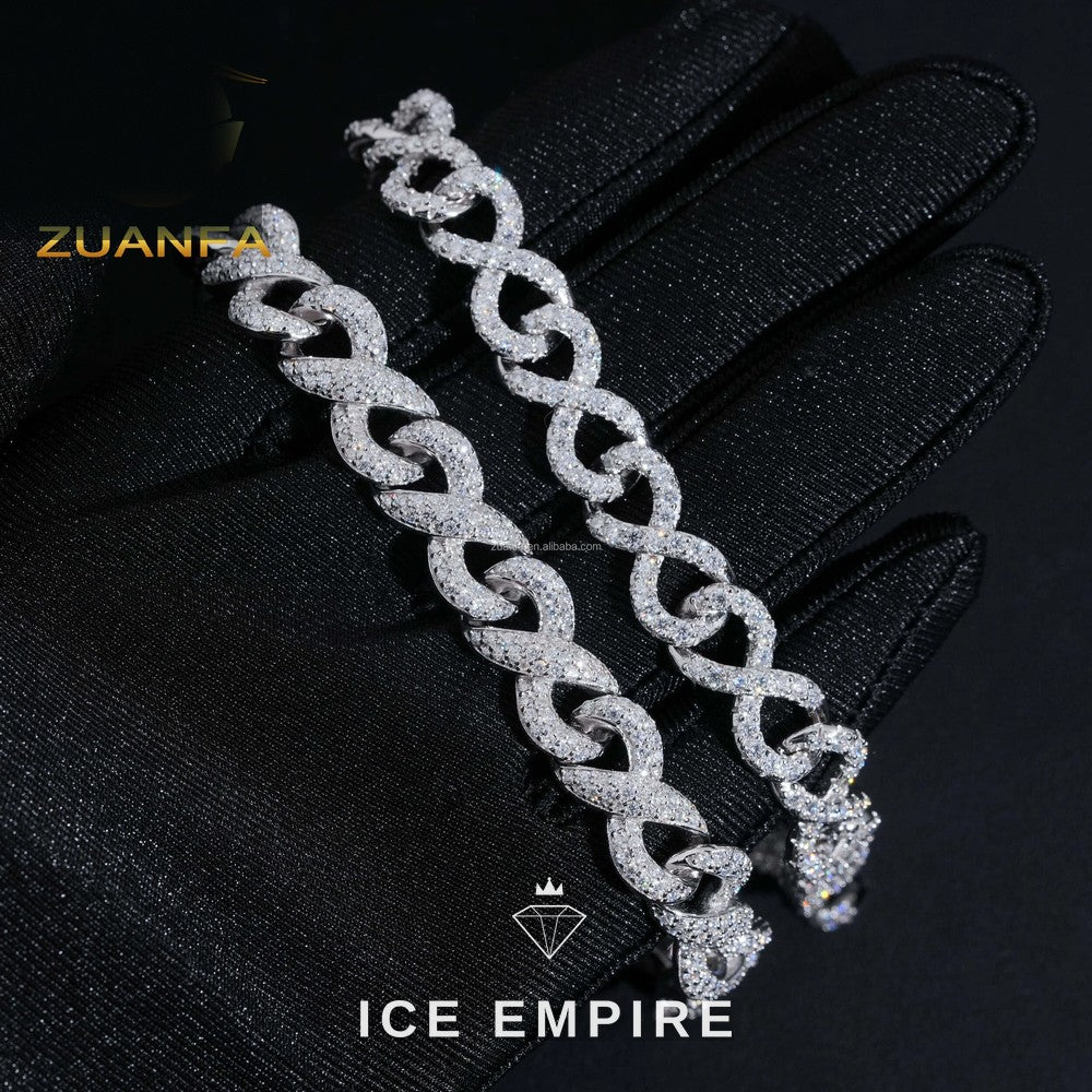 Iced Out 925 Silver Moissanite Cuban Chain