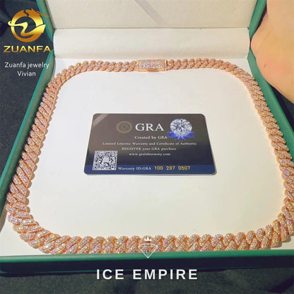 Iced Out Rose Gold Plated Moissanite Cuban Chain