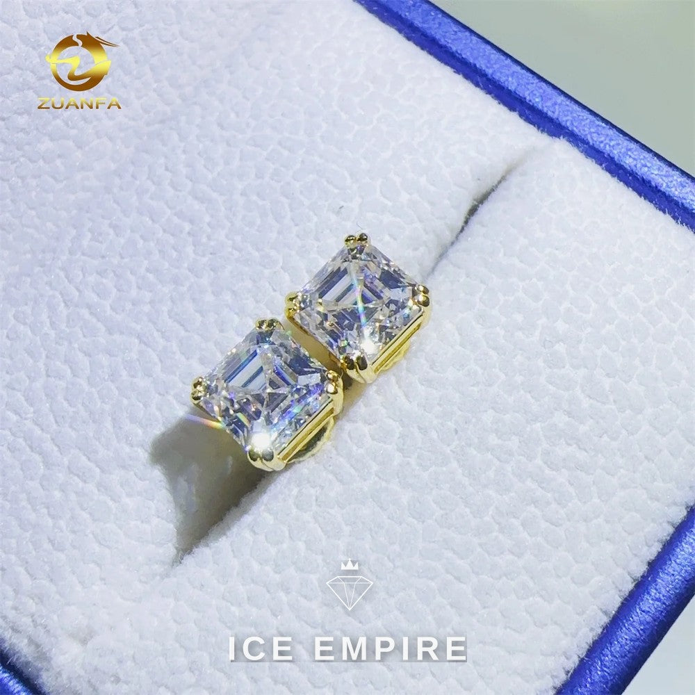 Iced Out Gold Plated Moissanite Stud Earrings