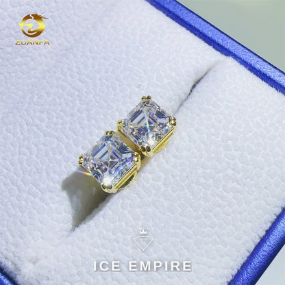 Iced Out Gold Plated Moissanite Stud Earrings