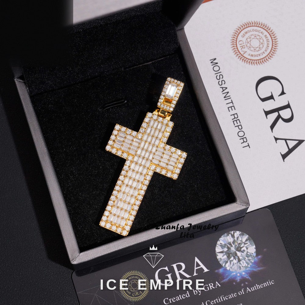 Iced Out Baguette 925 Silver Pendant