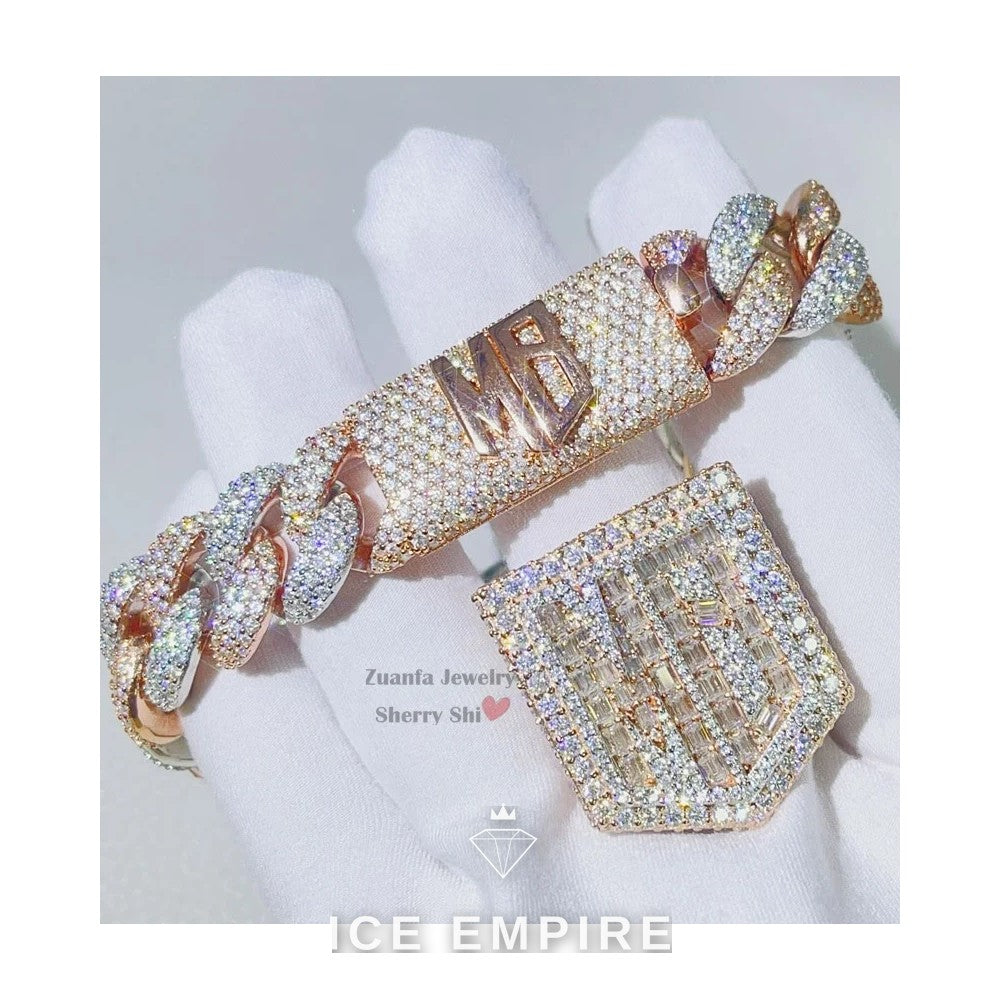 Iced Out 925 Silver Moissanite Cuban Chain