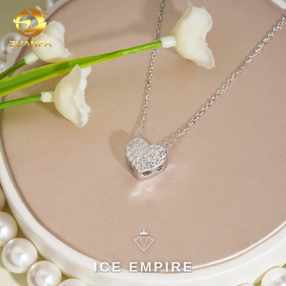 Iced Out Heart Rose Gold Plated Moissanite Cuban Chain